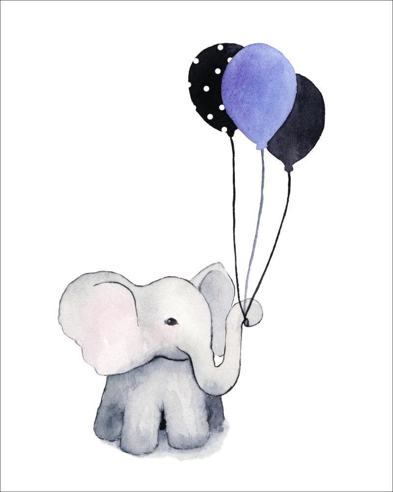 Elephant With Balloons Plagát