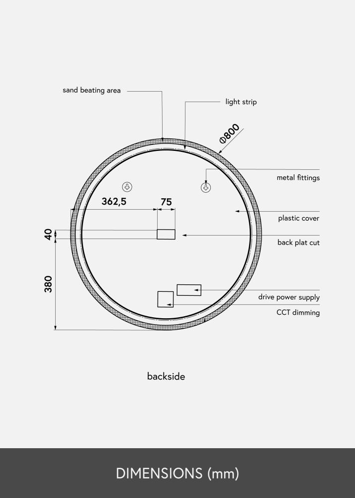 KAILA Zrkadlo Frost LED 80 cm Ø