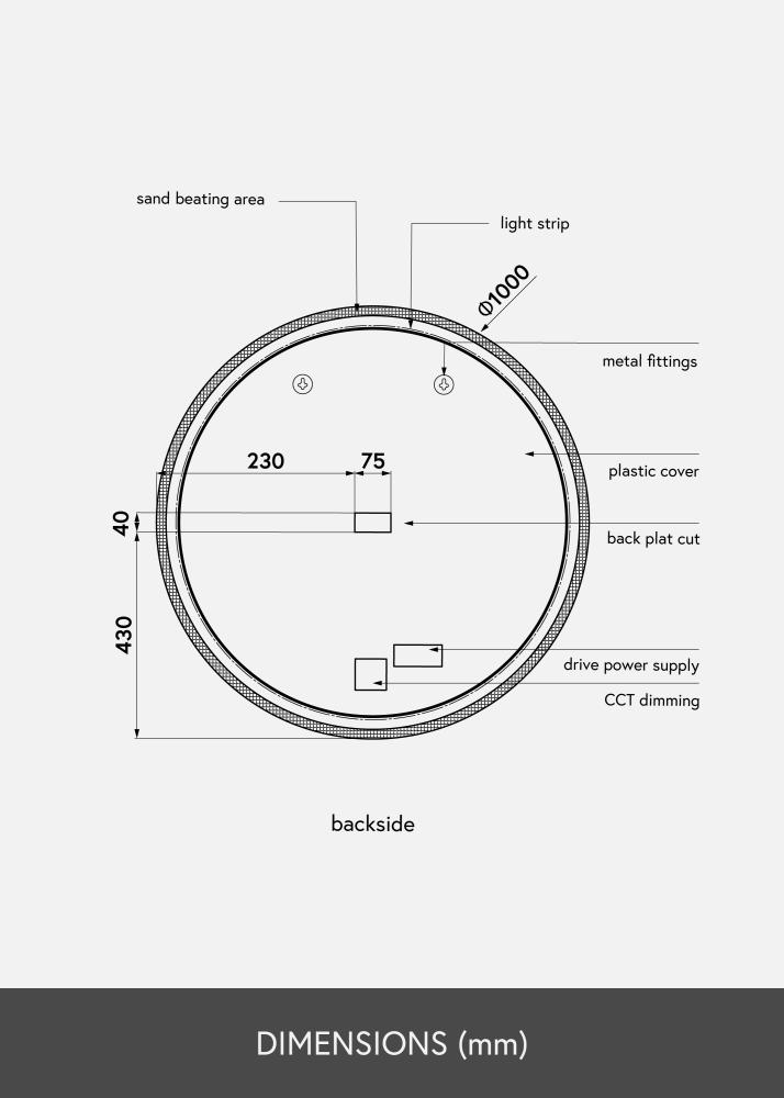 KAILA Zrkadlo Frost LED 100 cm Ø