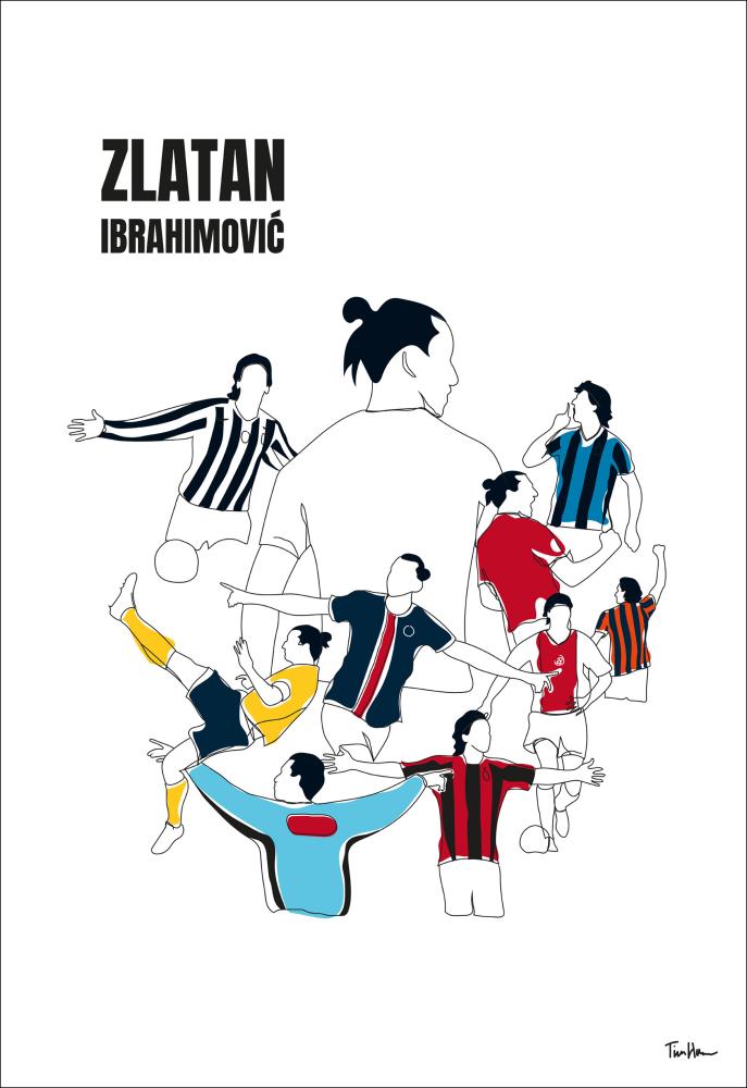 History Of Zlatan With Name And-Colours Plagát