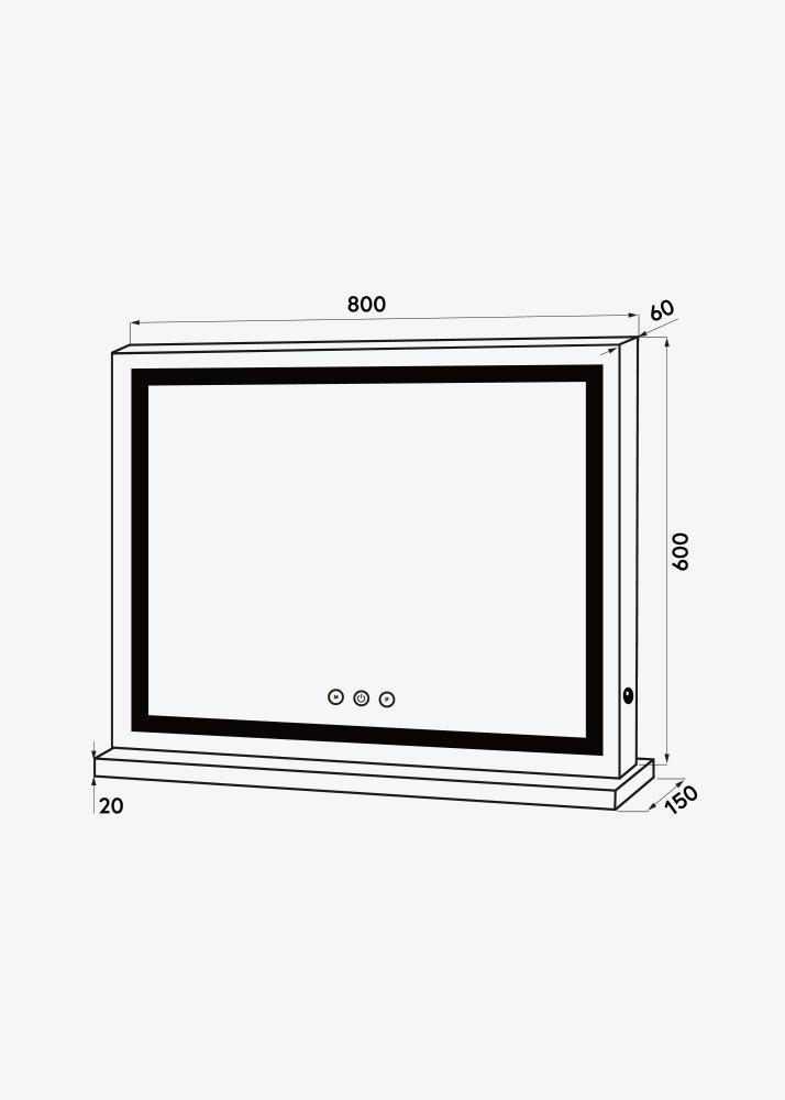 KAILA Kozmetické zrkadlo Base Horisontal LED Biela 80x60 cm