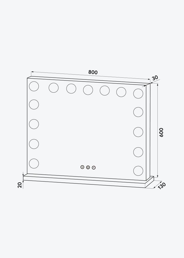 KAILA Kozmetické zrkadlo Vanity LED 15 Biela 80x60 cm