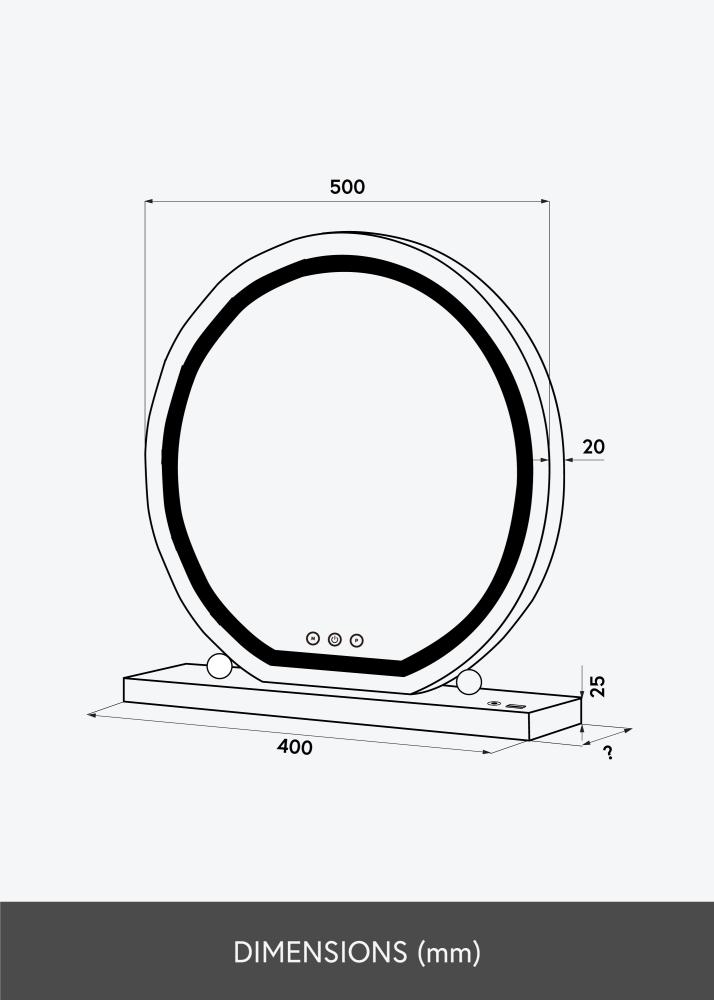 KAILA Kozmetické zrkadlo Round LED Biela 50 cm Ø