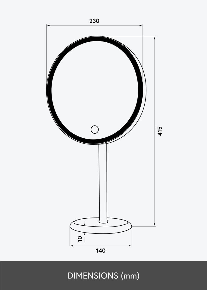 KAILA Kozmetické zrkadlo Pillar LED Magnifying 20 cm Ø