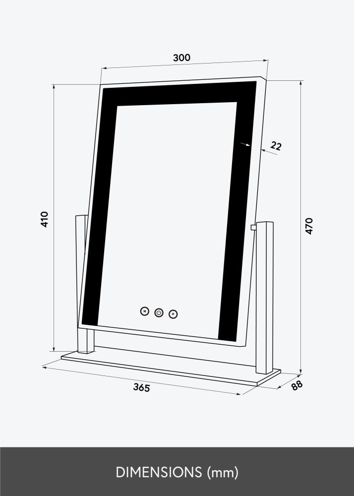 KAILA Kozmetické zrkadlo Stand LED Biela 30x41 cm