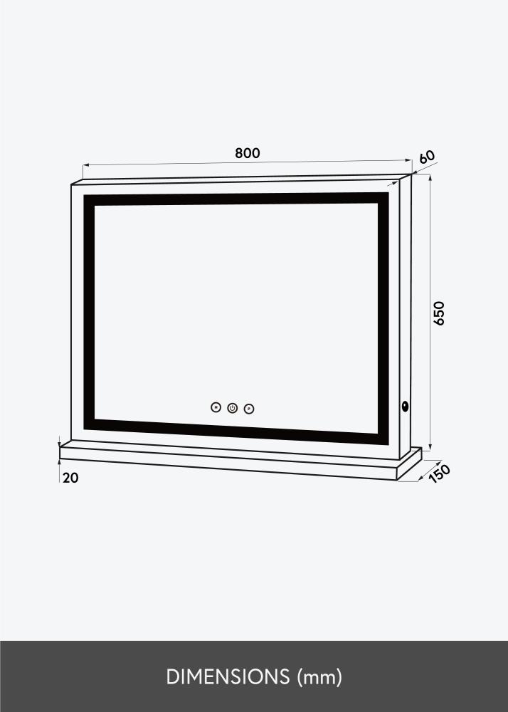 KAILA Kozmetické zrkadlo Vanity LED Biela 80x65 cm