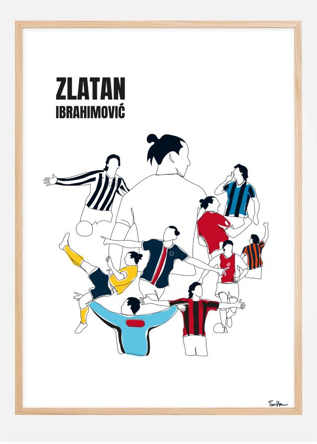 History Of Zlatan With Name And-Colours Plagát