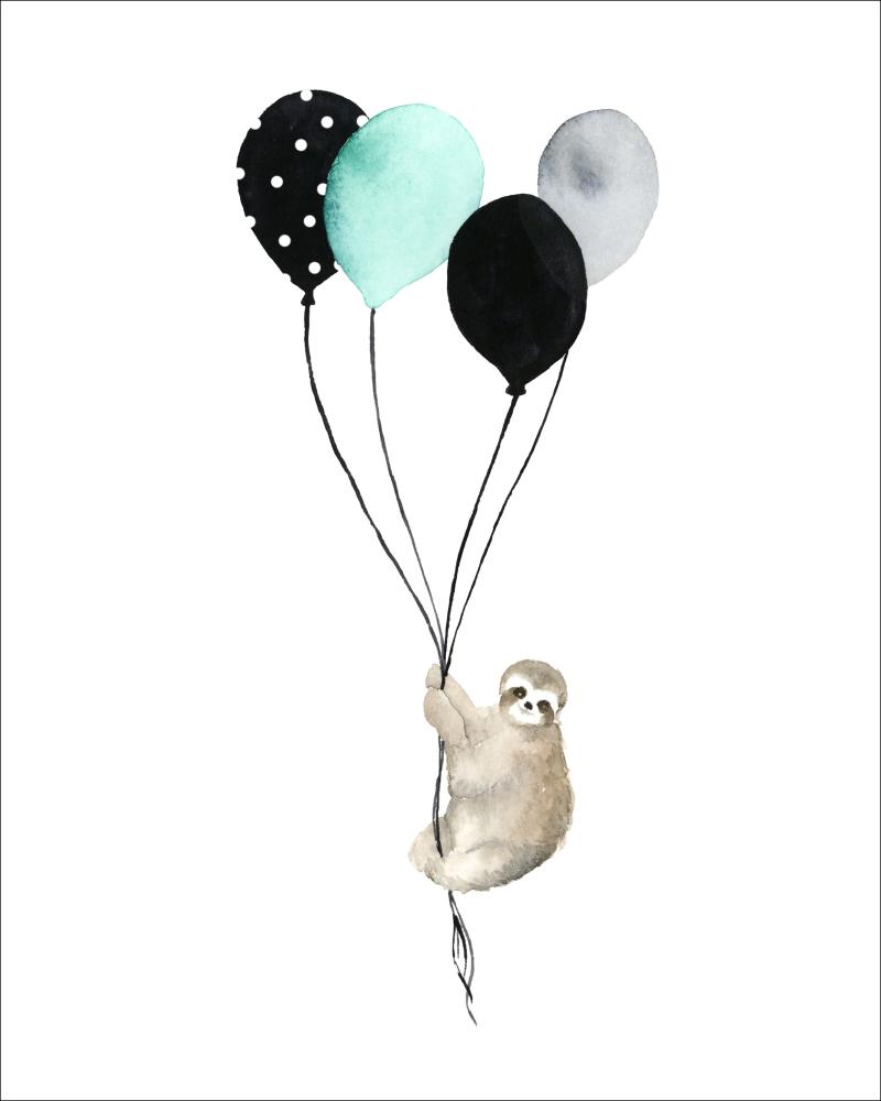 Sloth With Balloons Plagát