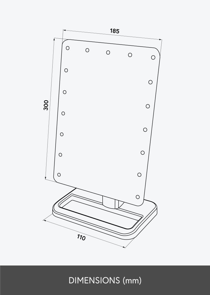 KAILA Kozmetické zrkadlo LED m. Bluetooth-reprák Cierna 18x30 cm