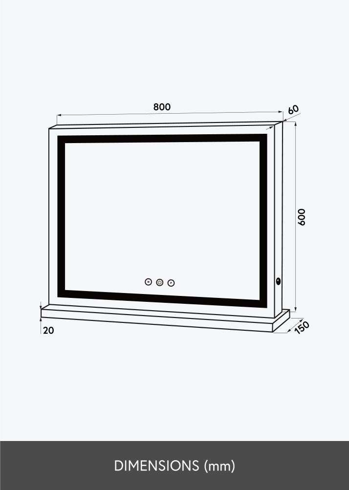 KAILA Kozmetické zrkadlo Base Horisontal LED Biela 80x60 cm