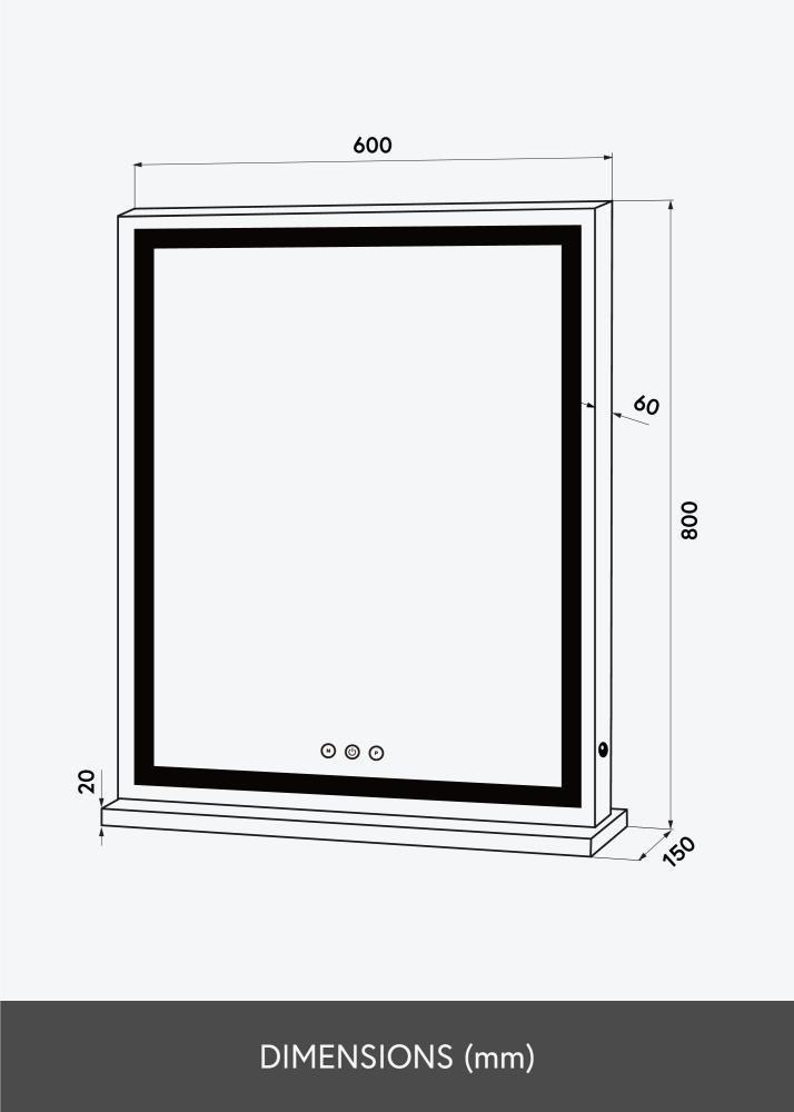 KAILA Kozmetické zrkadlo Base Vertical LED Biela 80x60 cm