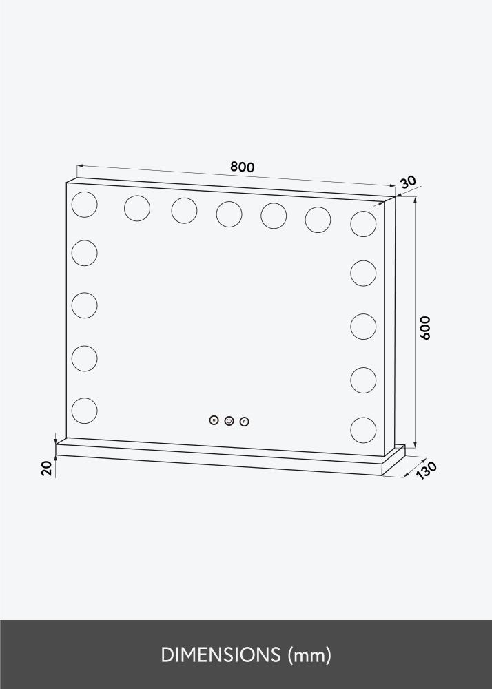 KAILA Kozmetické zrkadlo Vanity LED 15 Biela 80x60 cm