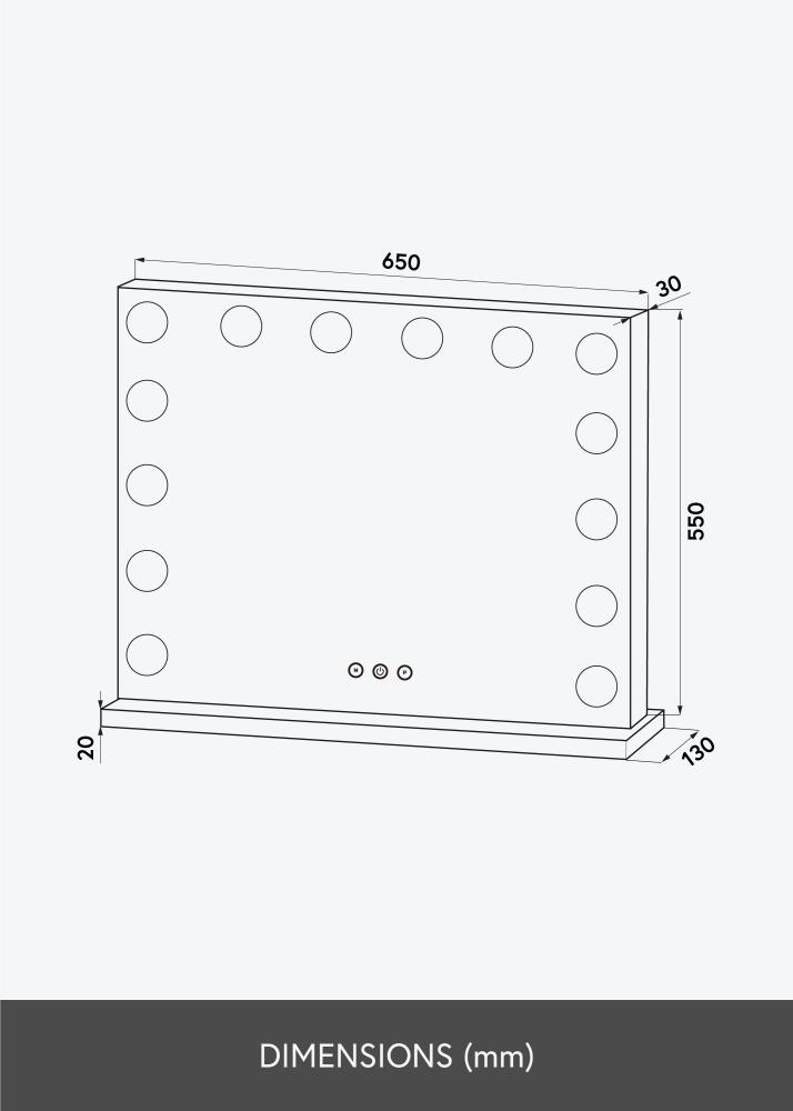 KAILA Kozmetické zrkadlo Base LED 14 Strieborná 65x56 cm