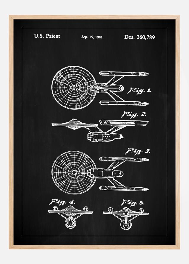 Motív patentov - Star Trek - USS Enterprise - Cierna Plagát