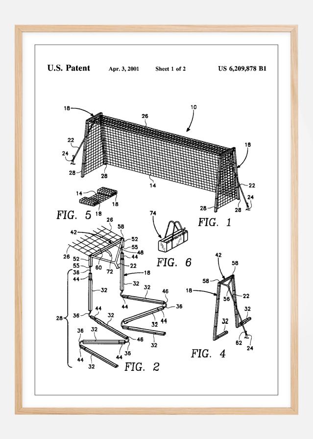 Patent Print - Soccer Goal - White Plagát