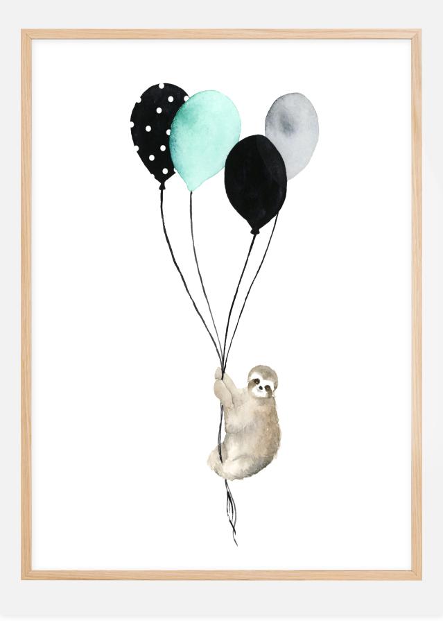 Sloth With Balloons Plagát