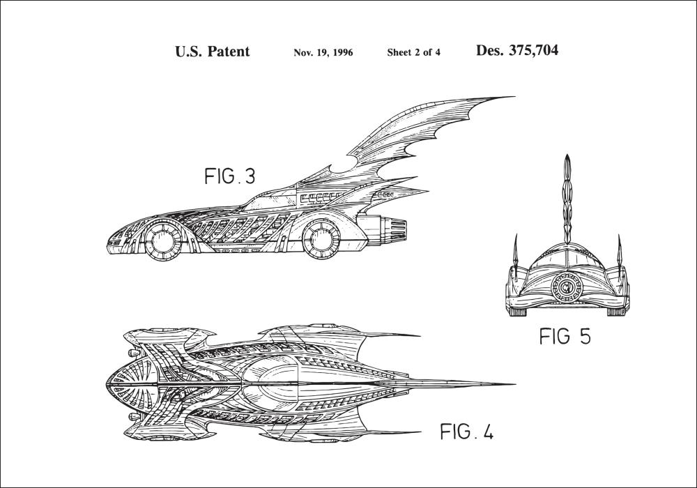 Motív patentov - Batman - Batmobile 1996 II Plagát