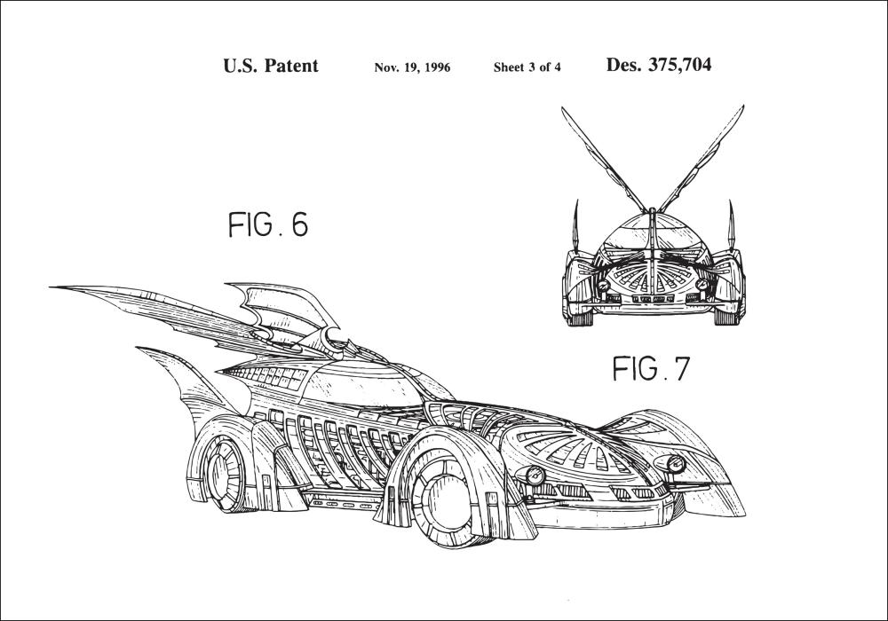 Motív patentov - Batman - Batmobile 1996 III Plagát