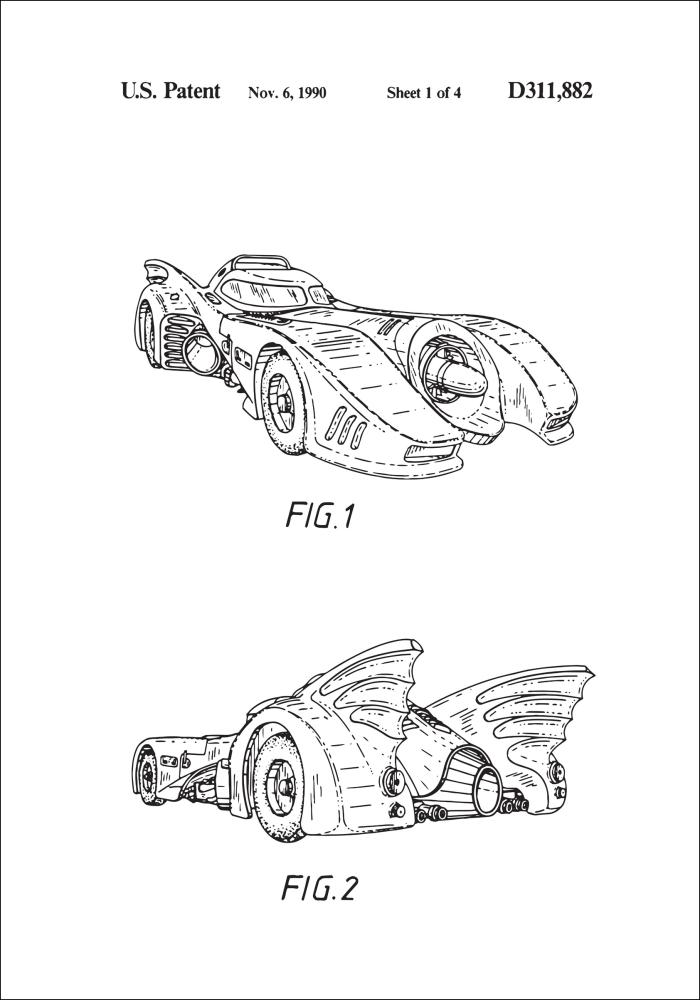 Motív patentov - Batman - Batmobile 1990 v Plagát