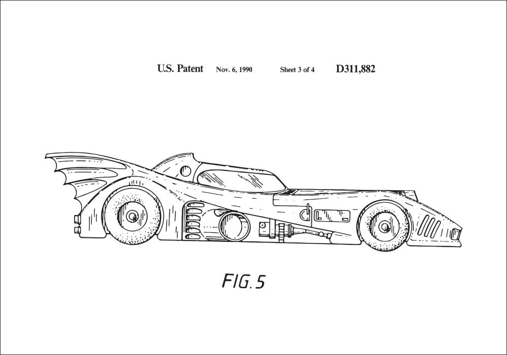 Motív patentov - Batman - Batmobile 1990 III Plagát