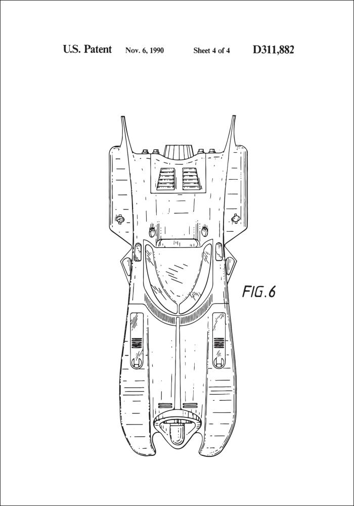 Motív patentov - Batman - Batmobile 1990 IIII Plagát