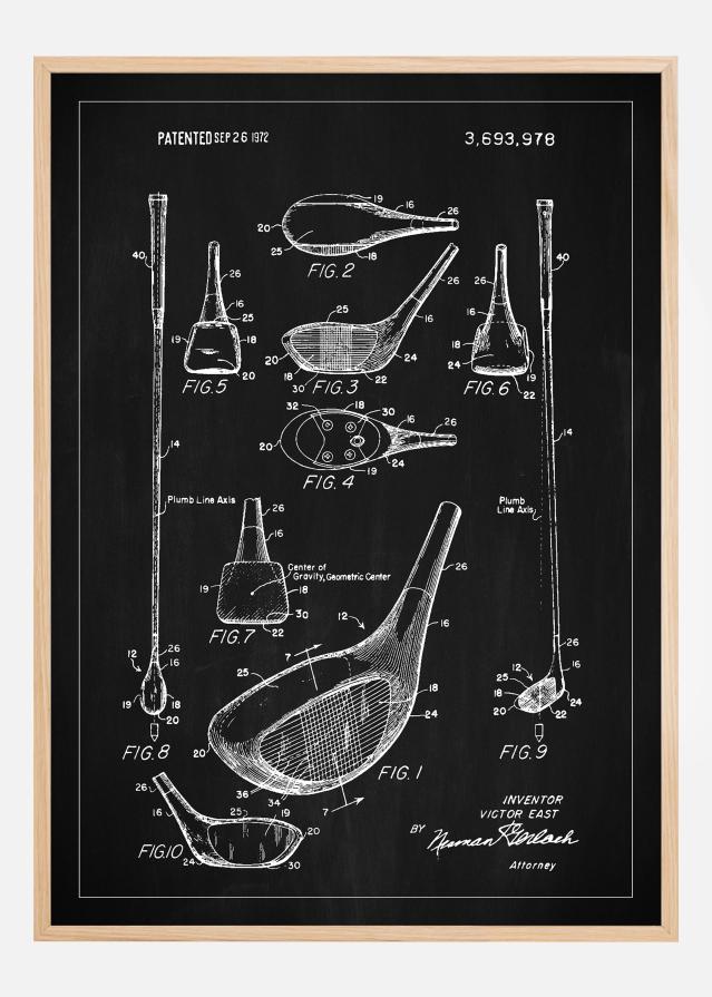 Patent Print - Golf Club - Black Plagát