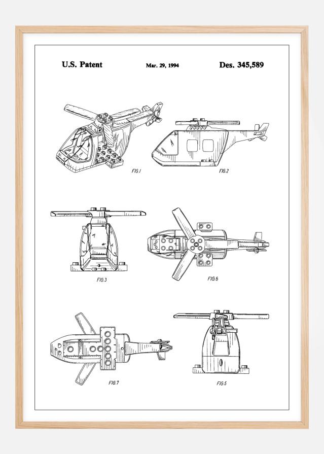 Patent Print - Lego Helicopter - White Plagát