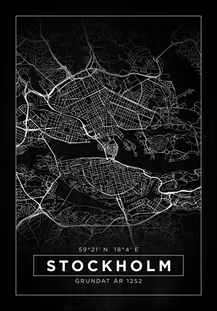 Mapa - Stockholm - Cierna Plagát