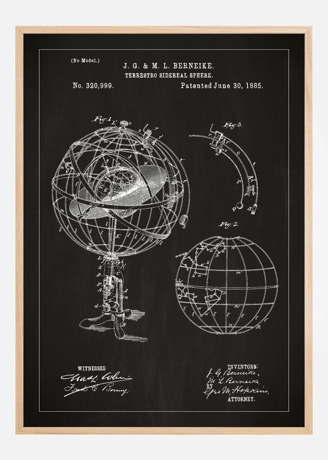 Motív patentov - Astronomický model - Cierna Plagát