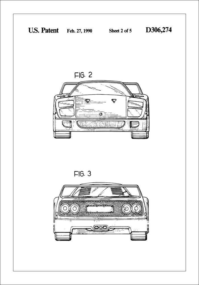 Motív patentov - Ferrari F40 III Plagát